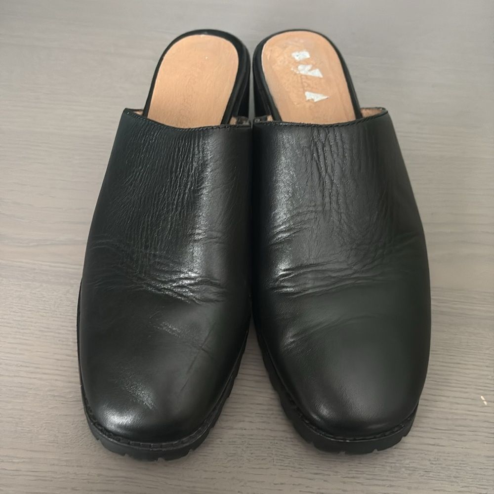 Madewell The Mindy Black Lugsole Leather Slide On Mule Sz 8.5 - Picture 2 of 8